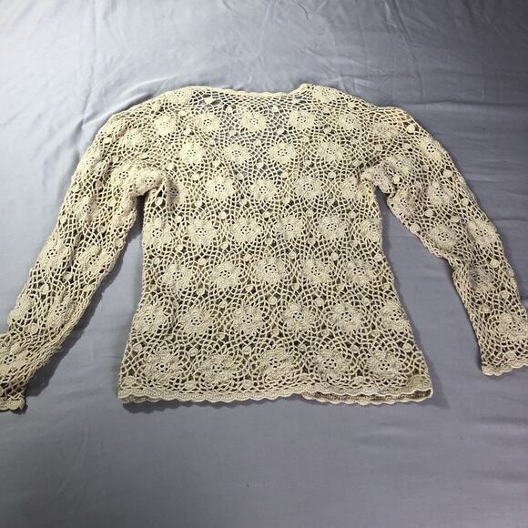 90s Vintage Crochet Top Size Medium Y2K Boho Beach Coastal Cowgirl Gilmore Girls - Picture 8 of 9